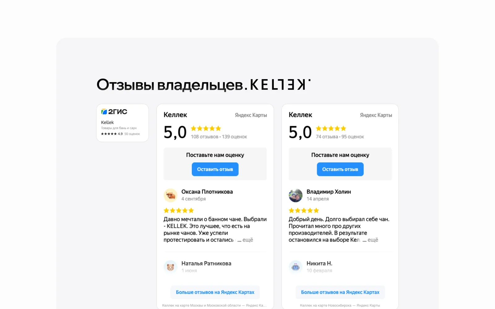Отзывы владельцев с Яндекс Карт и 2ГИС